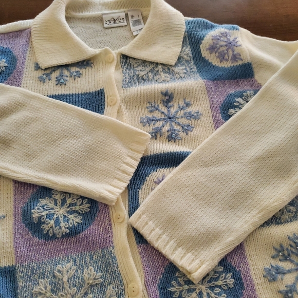 Vintage Snowflake Winter Cardigan Sweater Size Large - Picture 12 of 12